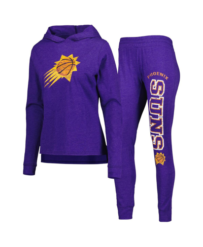 Concepts Sport Women's  Heather Purple Phoenix Suns Team Hoodie And Pants Sleep Set In Heather Purple