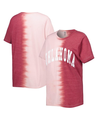 Gameday Couture Crimson Oklahoma Sooners Find Your Groove Split-dye T-shirt In Crimson