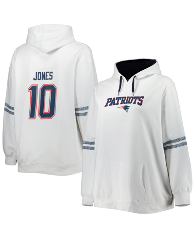 Profile Women's Mac Jones White New England Patriots Plus Size Name And Number Pullover Hoodie In White