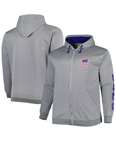 Shop Profile Men's  Ash Chicago Cubs Big And Tall Pullover Hoodie