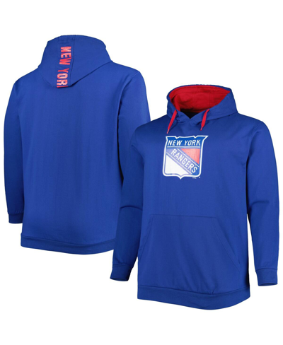 Profile Men's Blue New York Rangers Big And Tall Fleece Pullover Hoodie In Blue