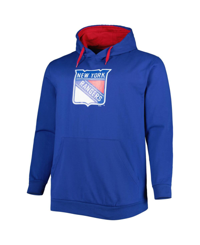 Profile Men's Blue New York Rangers Big And Tall Fleece Pullover Hoodie In Blue