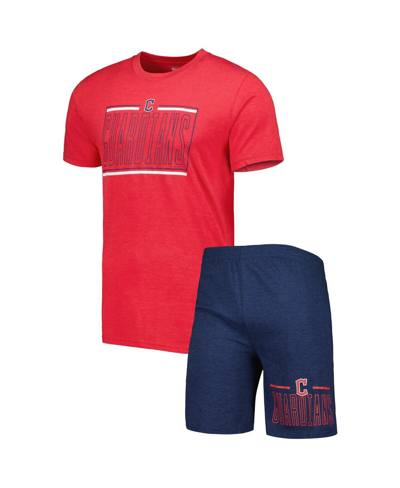 Shop Concepts Sport Men's  Navy, Red Cleveland Guardians Meter T-shirt And Shorts Sleep Set In Navy,red