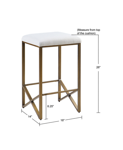 Ink+ivy 16" Marino Wide Plywood Backless Upholstered Counter Stool In Ivory