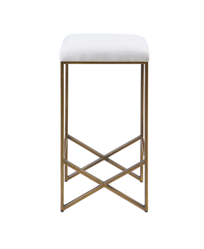 Shop Ink+ivy 16" Marino Wide Plywood Backless Upholstered Counter Stool In Ivory