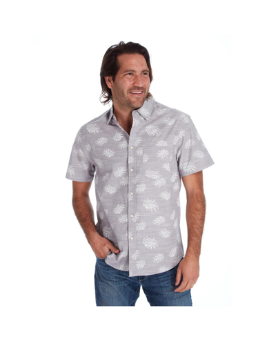 Shop Px Clothing Men's Short Sleeve Leaf Print Shirt In Armor Grey