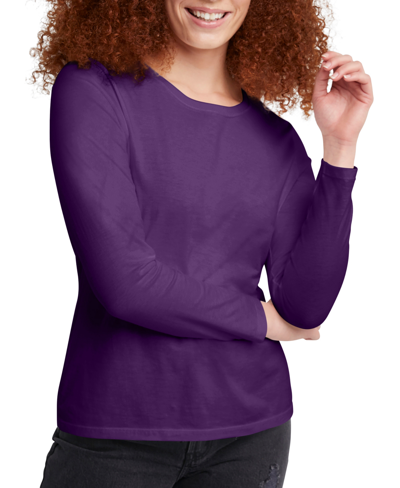 Shop Hanes Women's Lightweight Long Sleeve T-shirt In Violet Splendor