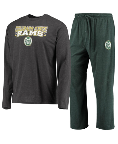 Concepts Sport Green/heathered Charcoal Colorado State Rams Meter Long Sleeve T-shirt & Pants Sleep In Green,heathered Charcoal
