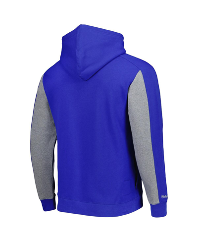 Mitchell & Ness Men's  Royal, Heather Gray Los Angeles Dodgers Colorblocked Fleece Pullover Hoodie In Royal,heather Gray