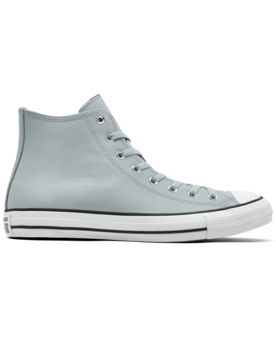 Shop Converse Men's Chuck Taylor All Star Leather High Top Casual Sneakers From Finish Line In Heirloom Silver