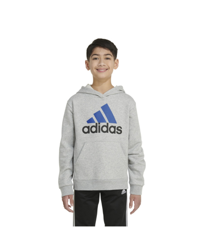 Shop Adidas Originals Little Boys Long Sleeve Essential Heather Fleece Hoodie In Medium Gray Heather