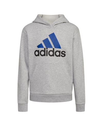 Shop Adidas Originals Little Boys Long Sleeve Essential Heather Fleece Hoodie In Medium Gray Heather