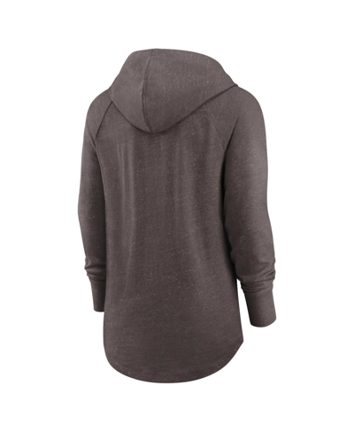 Nike Heathered Brown Cleveland Browns Minimal Statement Raglan Funnel Neck Pullover Hoodie In Heathered Brown