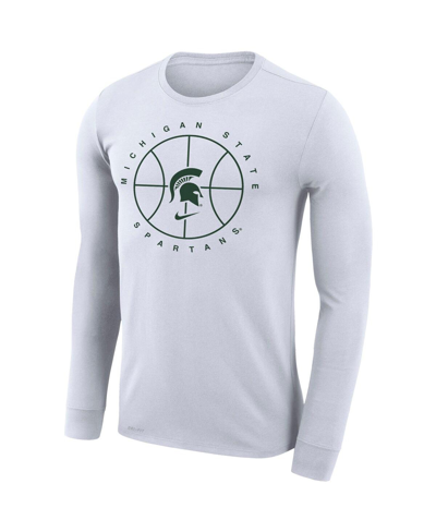 Shop Nike Men's  White Michigan State Spartans Basketball Icon Legend Performance Long Sleeve T-shirt