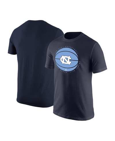 Shop Jordan Men's  Navy North Carolina Tar Heels Basketball Logo T-shirt