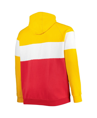 New Era Gold/red Kansas City Chiefs Big & Tall Current Team Colorblock Fleece Raglan Pullover Hoodie In Red,gold
