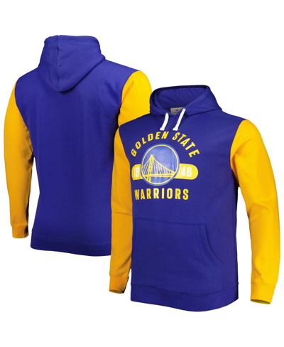 Fanatics Men's  Royal, Gold Golden State Warriors Big And Tall Bold Attack Pullover Hoodie In Royal,gold