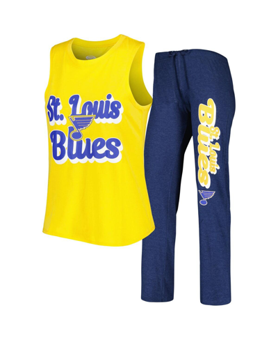 Concepts Sport Women's  Gold, Navy St. Louis Blues Meter Muscle Tank Top And Pants Sleep Set In Gold,navy