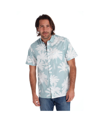Shop Px Clothing Men's Short Sleeve Palm Tree Shirt In Seafoam