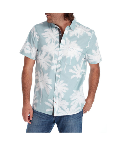 Shop Px Clothing Men's Short Sleeve Palm Tree Shirt In Seafoam