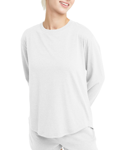 Shop Hanes Women's Originals Triblend Long Sleeve Relaxed T-shirt In Eco White