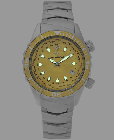 Shop Abingdon Co. Women's Marina Diver's Multifunctional Titanium Bracelet & White Silicone Strap Watch 40mm In Yellow Snapper