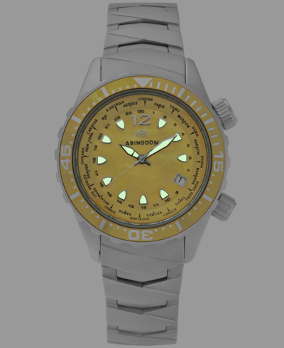 Abingdon Co. Women's Marina Diver's Multifunctional Titanium Bracelet Watch 40mm In Yellow Snapper