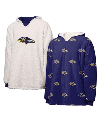 Shop Foco Women's  Baltimore Ravens Repeat Print Reversible Hoodeez In Purple,white