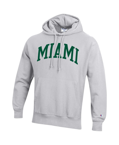 Champion Men's  Heathered Gray Miami Hurricanes Big And Tall Reverse Weave Fleece Pullover Hoodie Swe In Heathered Gray