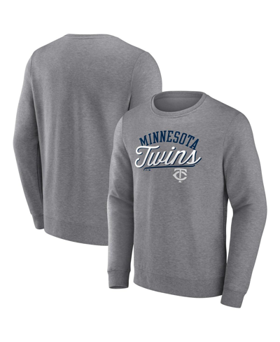 Shop Fanatics Men's  Heather Gray Minnesota Twins Simplicity Pullover Sweatshirt