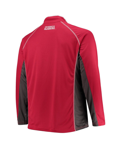 Profile Men's Crimson Alabama Crimson Tide Big And Tall Textured Raglan Quarter-zip Jacket In Crimson