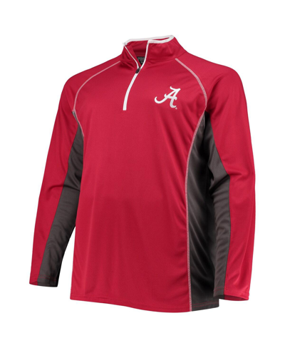 Profile Men's Crimson Alabama Crimson Tide Big And Tall Textured Raglan Quarter-zip Jacket In Crimson