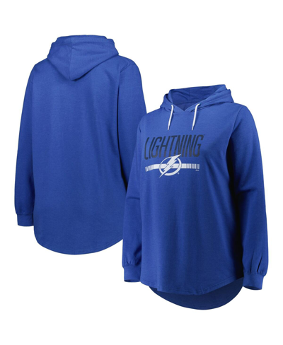 Profile Heather Blue Tampa Bay Lightning Plus Size Fleece Pullover Hoodie In Heather Blue
