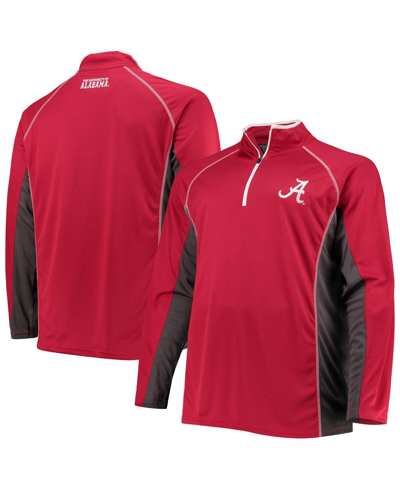 Profile Men's Crimson Alabama Crimson Tide Big And Tall Textured Raglan Quarter-zip Jacket In Crimson