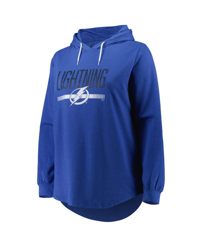 Profile Heather Blue Tampa Bay Lightning Plus Size Fleece Pullover Hoodie In Heather Blue