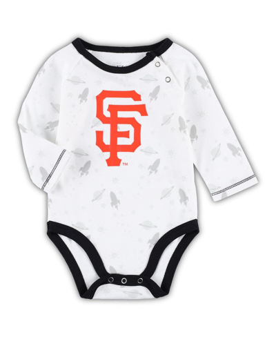Shop Outerstuff Newborn And Infant Boys And Girls Black, White San Francisco Giants Dream Team Bodysuit, Hat And Foo In Black,white