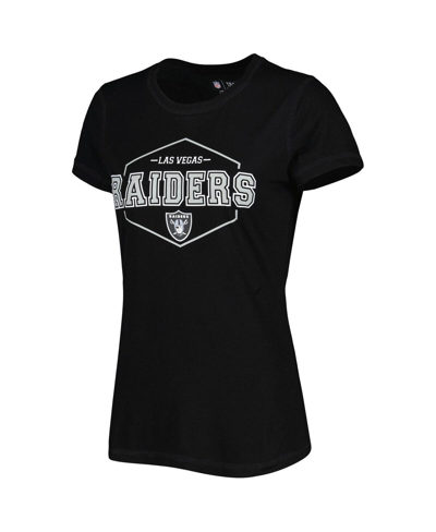 Shop Concepts Sport Women's  Black, Gray Las Vegas Raiders Plus Size Badge T-shirt And Pants Sleep Set In Black,gray