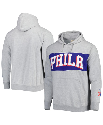 Fanatics Branded Heather Gray Philadelphia 76ers Wordmark French Terry Pullover Hoodie In Heather Gray
