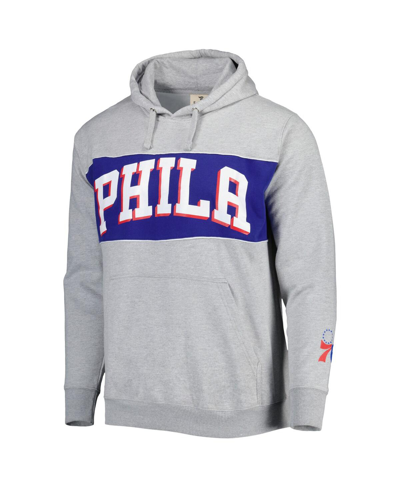 Fanatics Branded Heather Gray Philadelphia 76ers Wordmark French Terry Pullover Hoodie In Heather Gray
