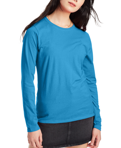 Shop Hanes Women's Lightweight Long Sleeve T-shirt In Deep Dive