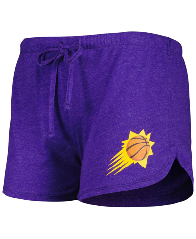 Concepts Sport Heather Black/heather Purple Phoenix Suns Team Raglan Long Sleeve T-shirt & Shorts Sl In Heather Black,heather Purple