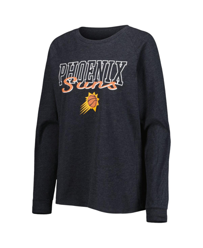 Concepts Sport Heather Black/heather Purple Phoenix Suns Team Raglan Long Sleeve T-shirt & Shorts Sl In Heather Black,heather Purple