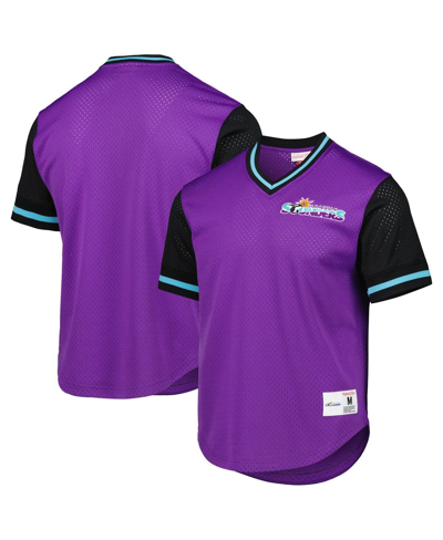 Mitchell & Ness Men's  Purple Seattle Sounders Fc Mesh V-neck T-shirt In Purple