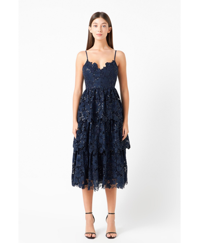 Shop Endless Rose Women's Sequins Lace Tiered Dress In Navy