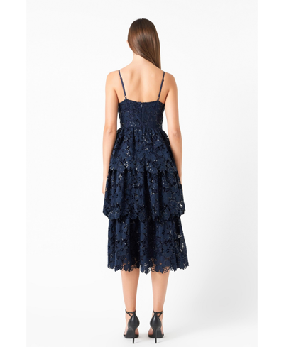 Shop Endless Rose Women's Sequins Lace Tiered Dress In Navy