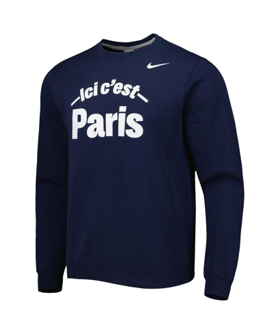 Shop Nike Men's  Navy Paris Saint-germain Club Fleece Pullover Sweatshirt