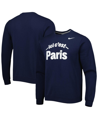 Shop Nike Men's  Navy Paris Saint-germain Club Fleece Pullover Sweatshirt