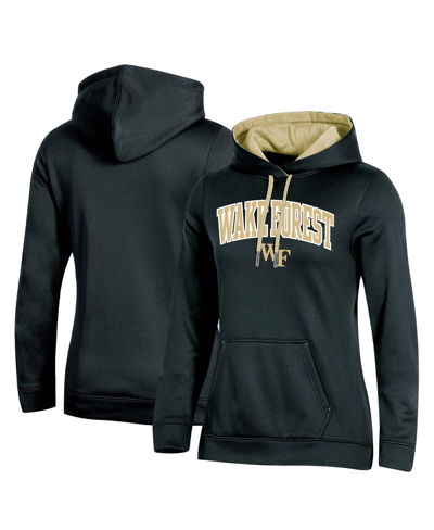 Champion Black Wake Forest Demon Deacons Arch Logo 2.0 Pullover Hoodie In Black