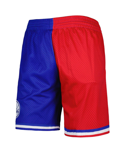 Mitchell & Ness Men's  Royal, Red Philadelphia 76ers Hardwood Classics 1982 Split Swingman Shorts In Royal,red