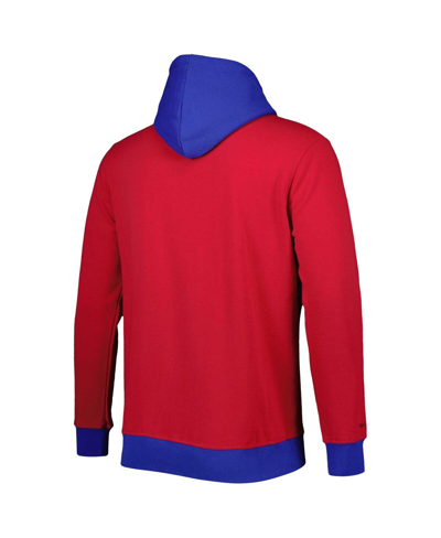 Shop Mitchell & Ness Men's  Red, Royal New York Giants Big And Tall Big Face Pullover Hoodie In Red,royal